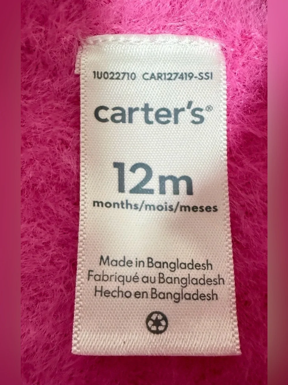 Carter’s Baby Girl 12M Fuzzy Sweater 2-Pack Pink & Cream Cozy Knit NWOT